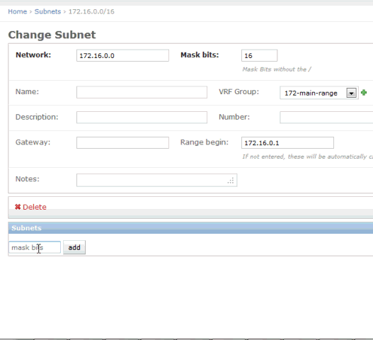 better IP Address management with nested subnets and VRF groups