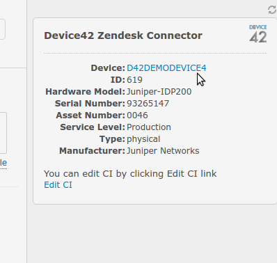 Device42 - Zendesk Connector