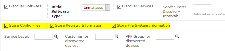 New Software and Services discovery options store config registry file system info