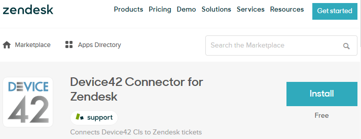 ZenDesk Marketplace D42 Integration App