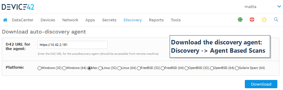 Download Device42 discovery agent